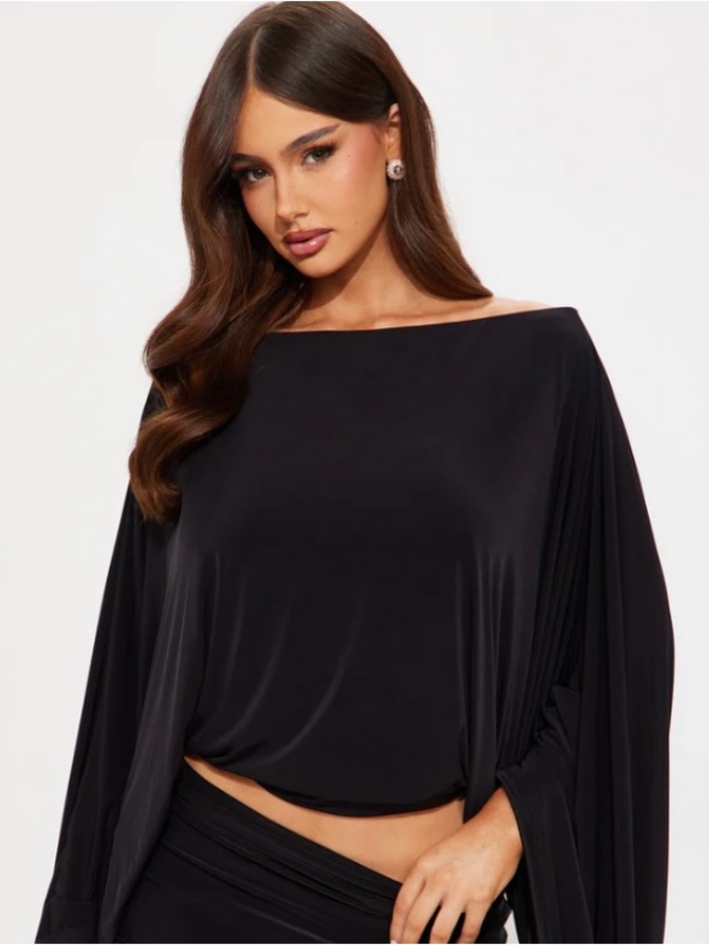 Fashion Nova Black Off-Shoulder Batwing Blouse